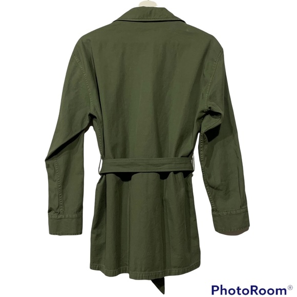 Sandro Bari Twill Field Jacket Belted Army Green Khaki Green Small - Picture 13 of 16